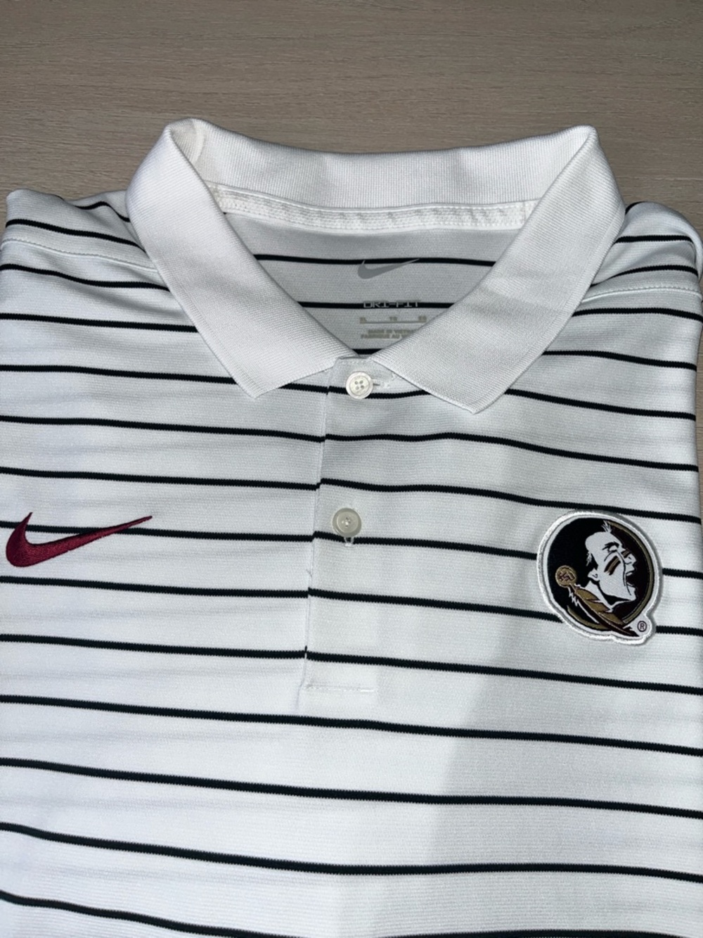 Nike FSU polo white with black stripes